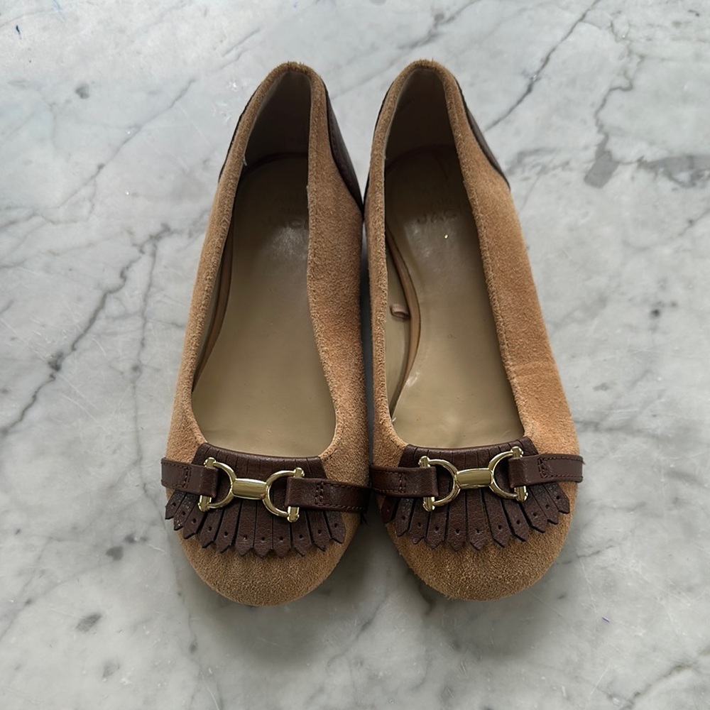 Brown Suede Women's Loafers with Buckle Detail